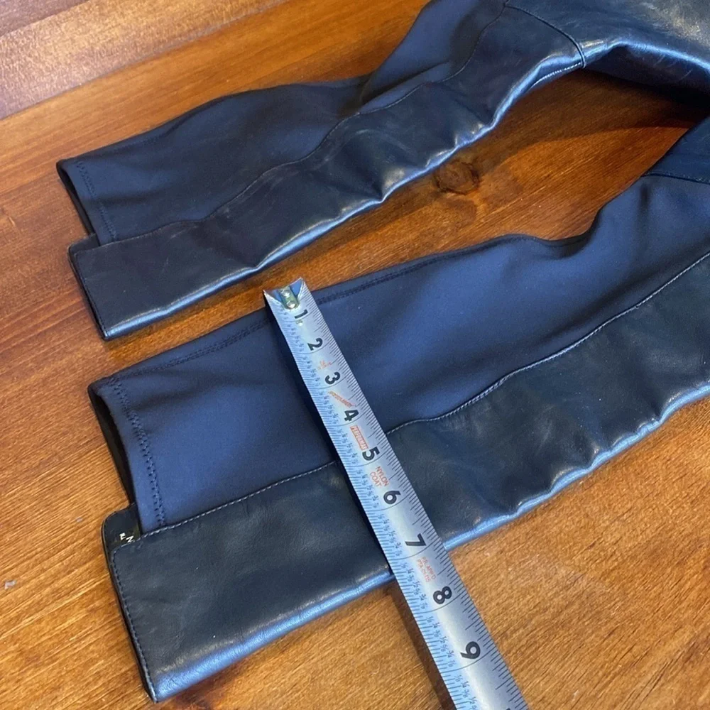 BCBG black leather & fabric tall knee high hidden wedge boots black size 10